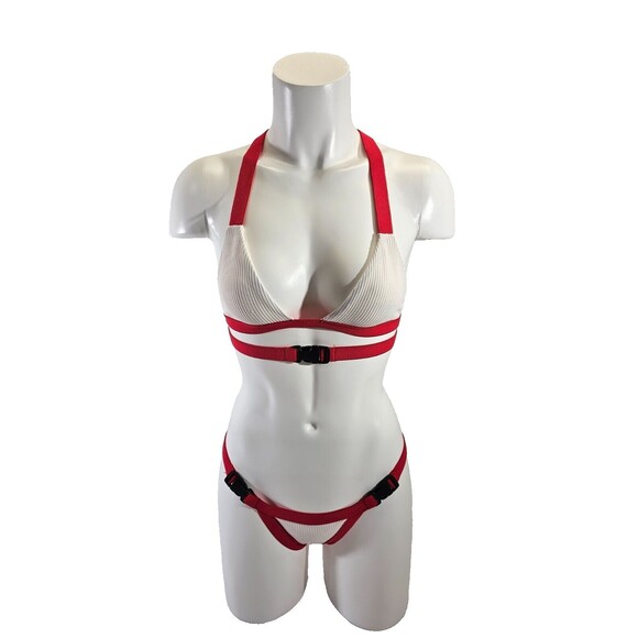 Frankies Other - MDS Women's S Frankies Bikinis Devon Top & Bottom White & Red Swimsuit 2 Pc Set